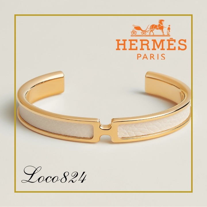 【さり気ない中央Hの文字】HERMES バングルOlympe ブレスレット