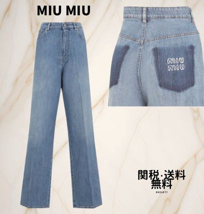 【MIU MIU】ワイドデニムジーンズ Miu Miu ロゴ ワイドジーンズ | ブルー | FARFETCH JP