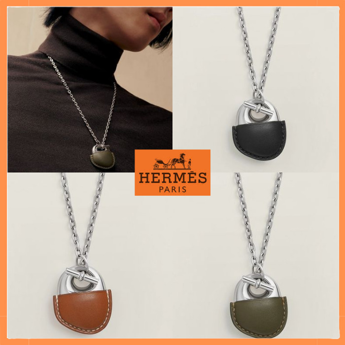 【レザーがおしゃれ☆】HERMES Galet Gaine ネックレス
