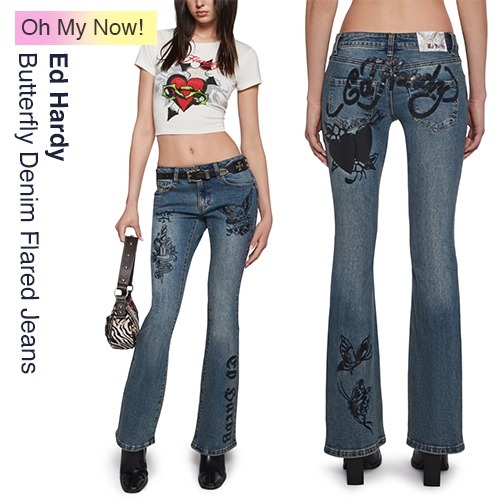 《 Ed Hardy 》バタフライ＆エンジェル フレアデニム ジーンズ