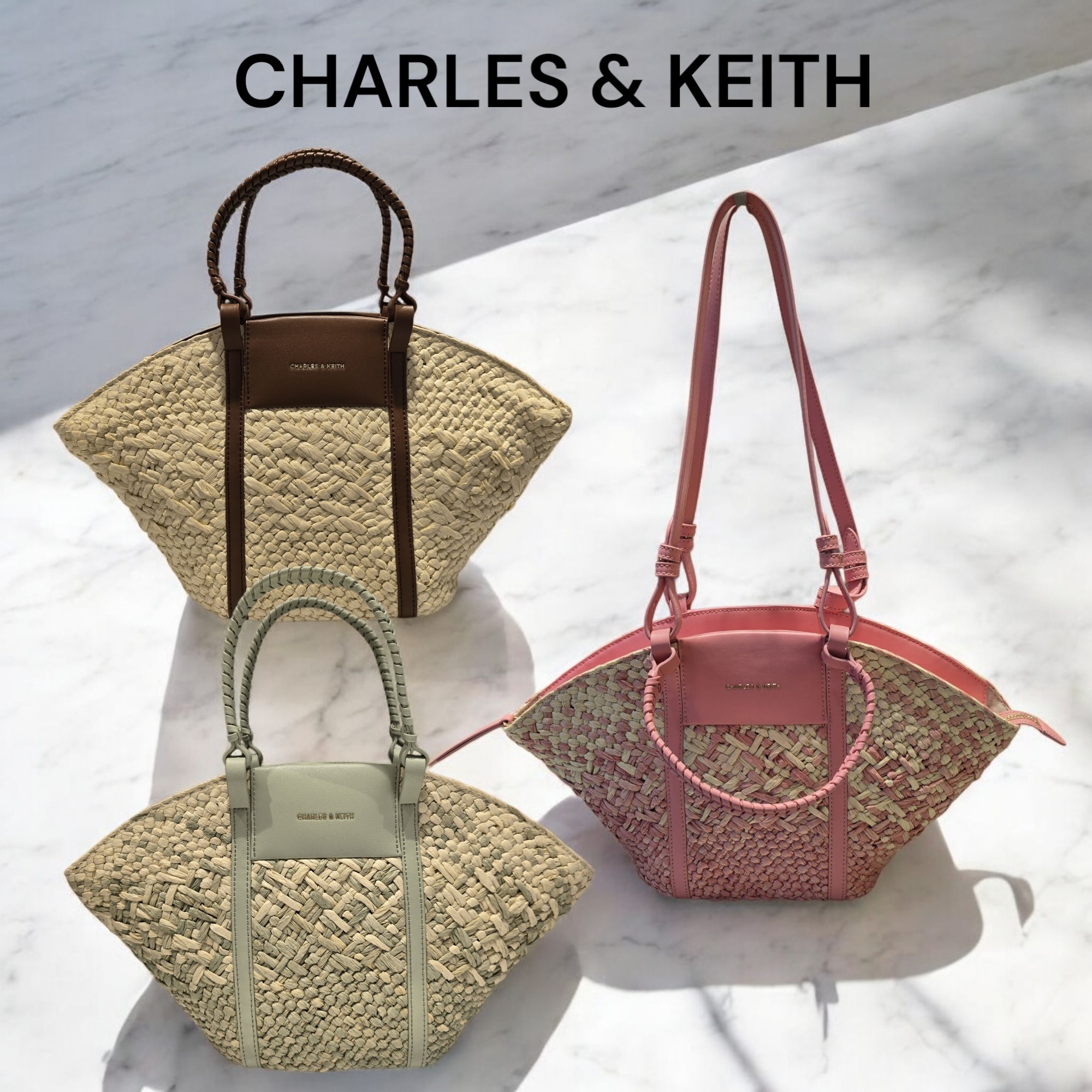 CHARLES & KEITH◆Shalia シャリア ラフィア バスケットバッグ