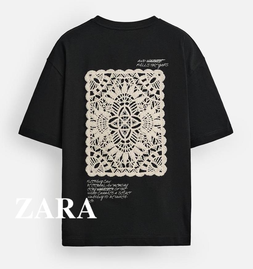★ドイツ発*ZARA*新作*クロシェパネルTシャツ/BLACK★