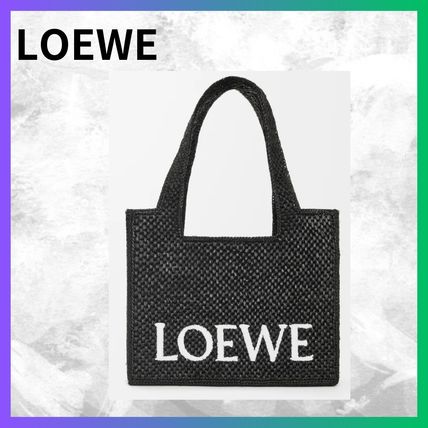 LOEWE フォント トート ミディアム ラフィア (LOEWE/トート