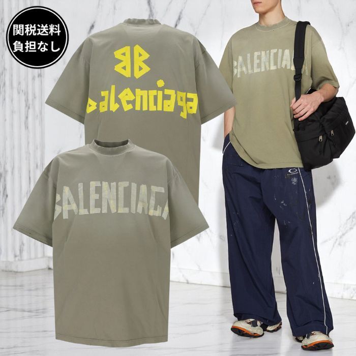 BALENCIAGA Tape Type 半袖 Tシャツ コットン Green 関税送料込
