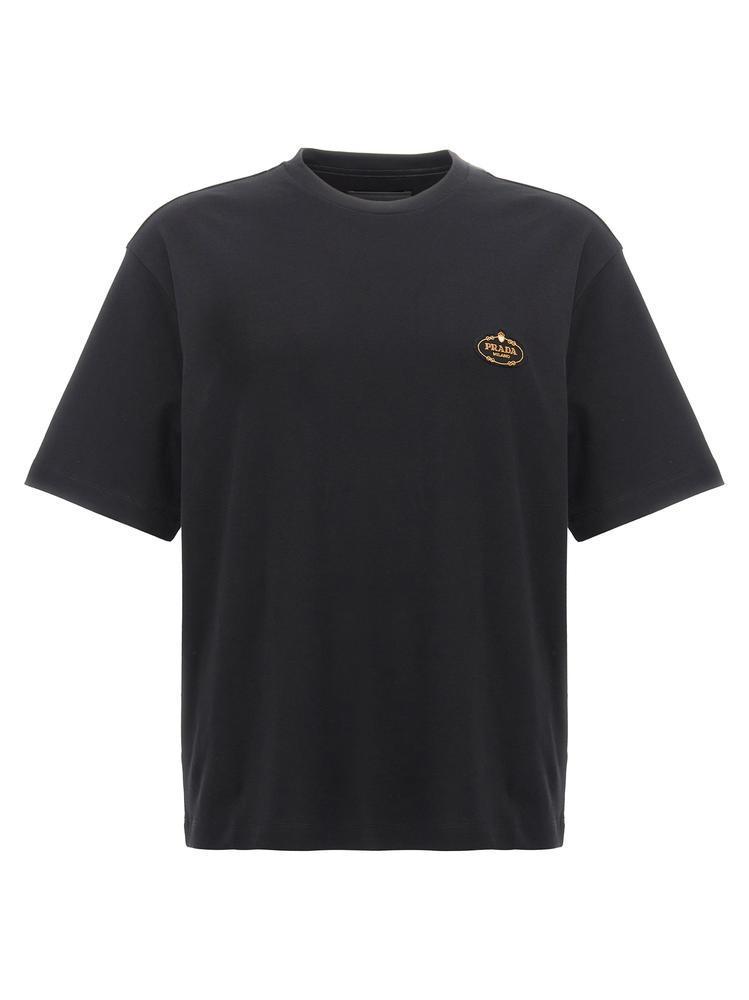 PRADA ロゴ刺繍 クルーネック 半袖 Tシャツ コットン 関税送料込