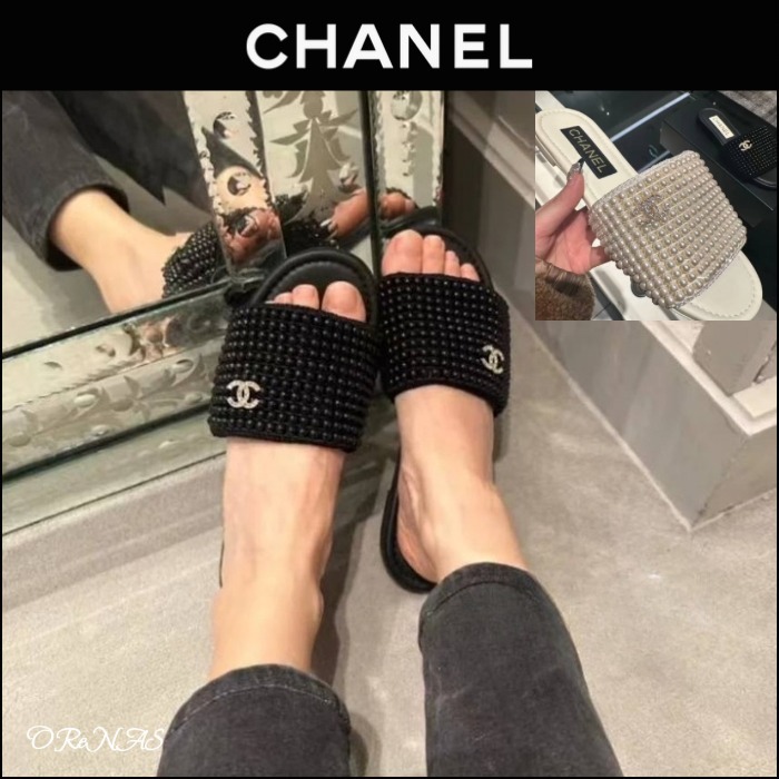 【上品なパールが目を引く♪】CHANEL サンダル
