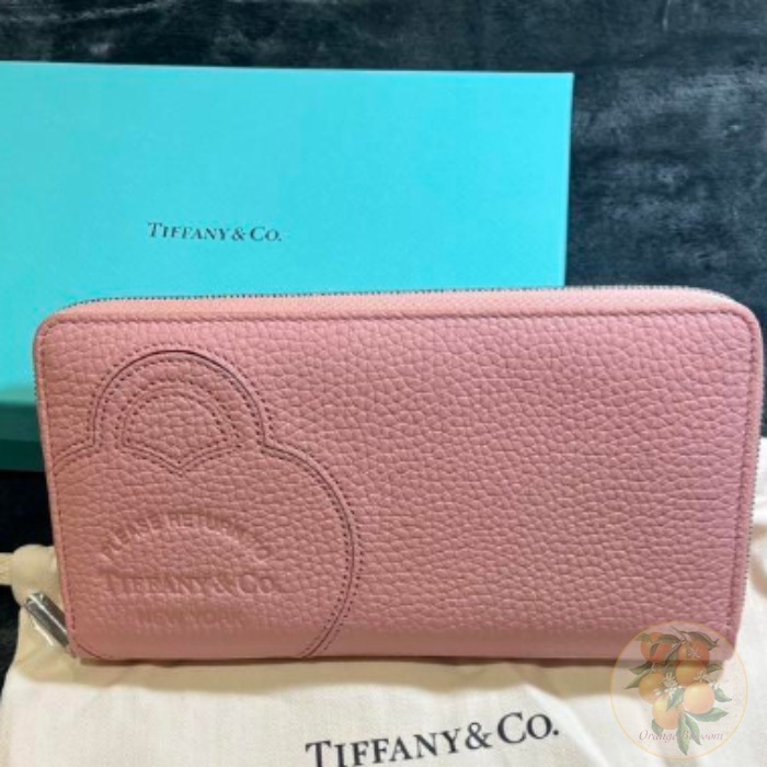 クリスタルピンク☆【TIFFANY&CO】ラージ レザージップ長財布