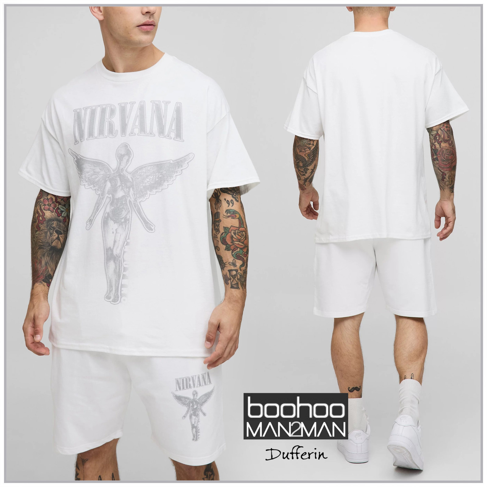 boohoo NIRVANA ニルヴァーナ Tシャツ & ショート 上下セット 白