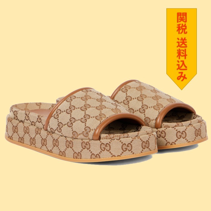 【GUCCI】 GG Canvas platform slides