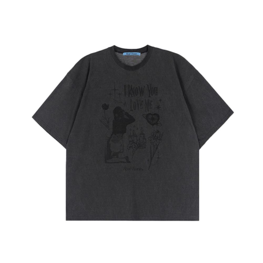 ◆Rose Frantz◆ Twinkle Pigment Overfit Tshirt Charcoal