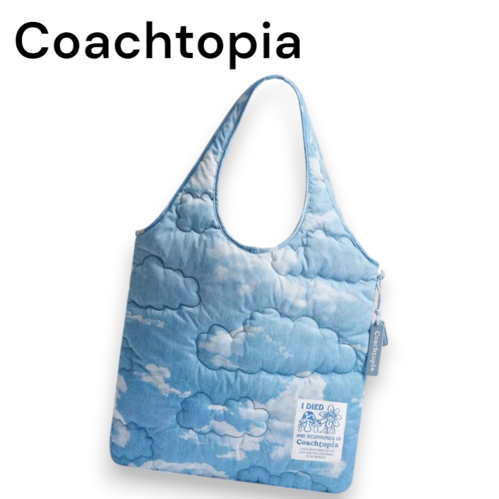 雲のプリント【Coachtopia】ループフラット キルティング トート
