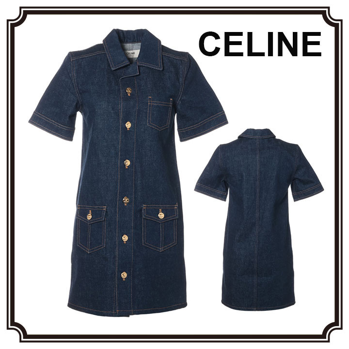 【 CELINE 】 デニムワンピース ミニドレス トリオンフボタン