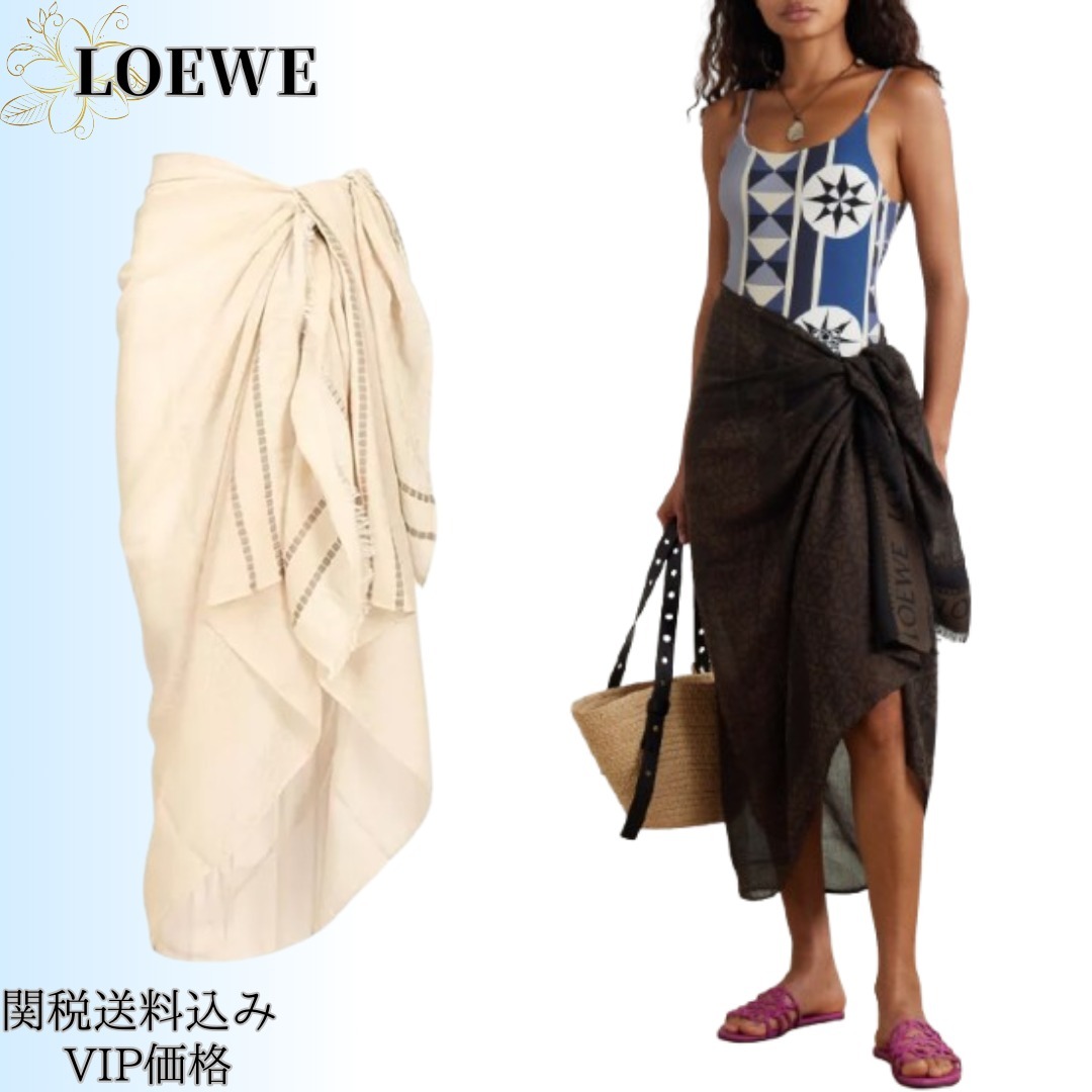 ◆25SS◆関送込【LOEWE】アナグラムジャカード*コットン*パレオ