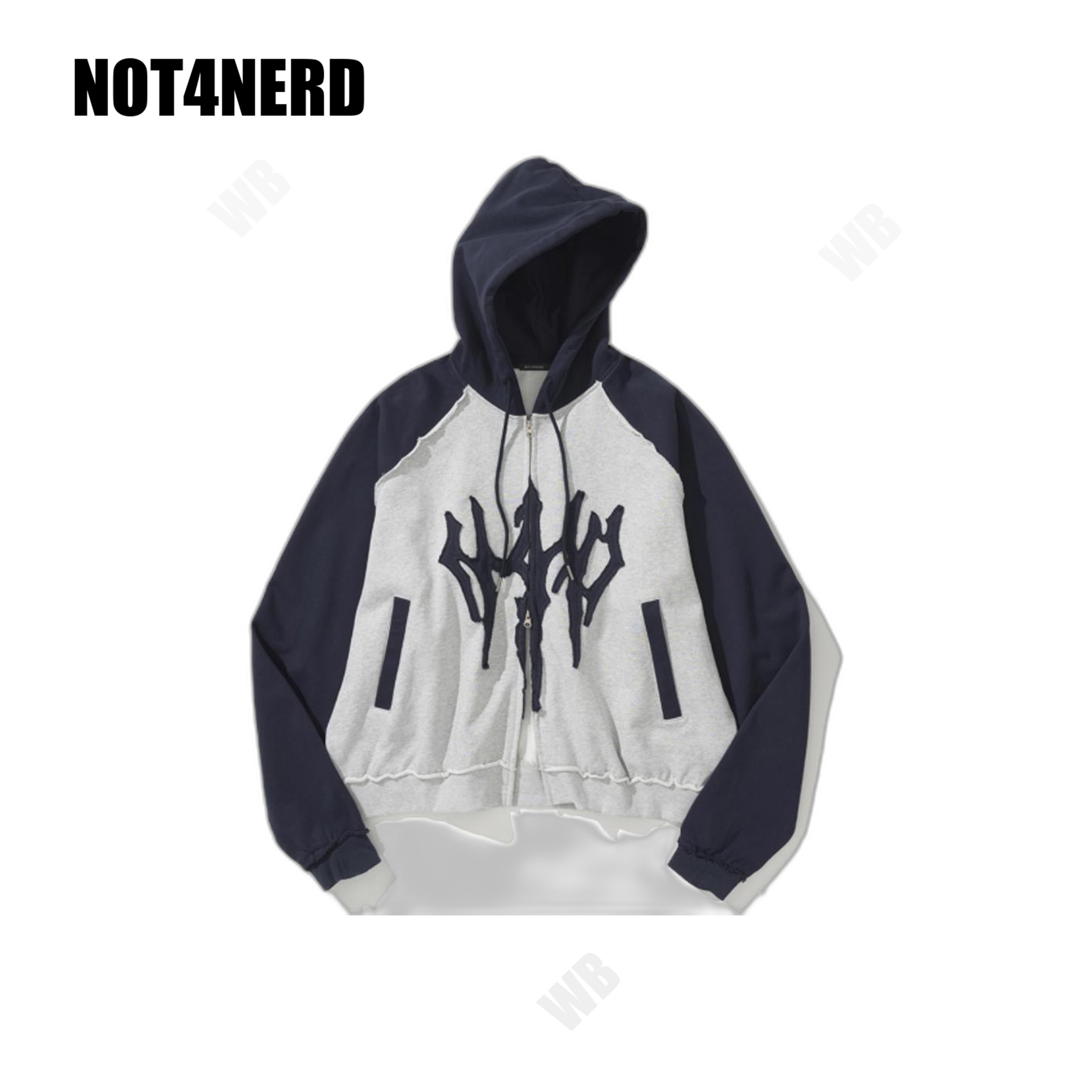 [NOT4NERD] N4ND Trident Logo Raglan Hood Zip Up ☆送料込☆