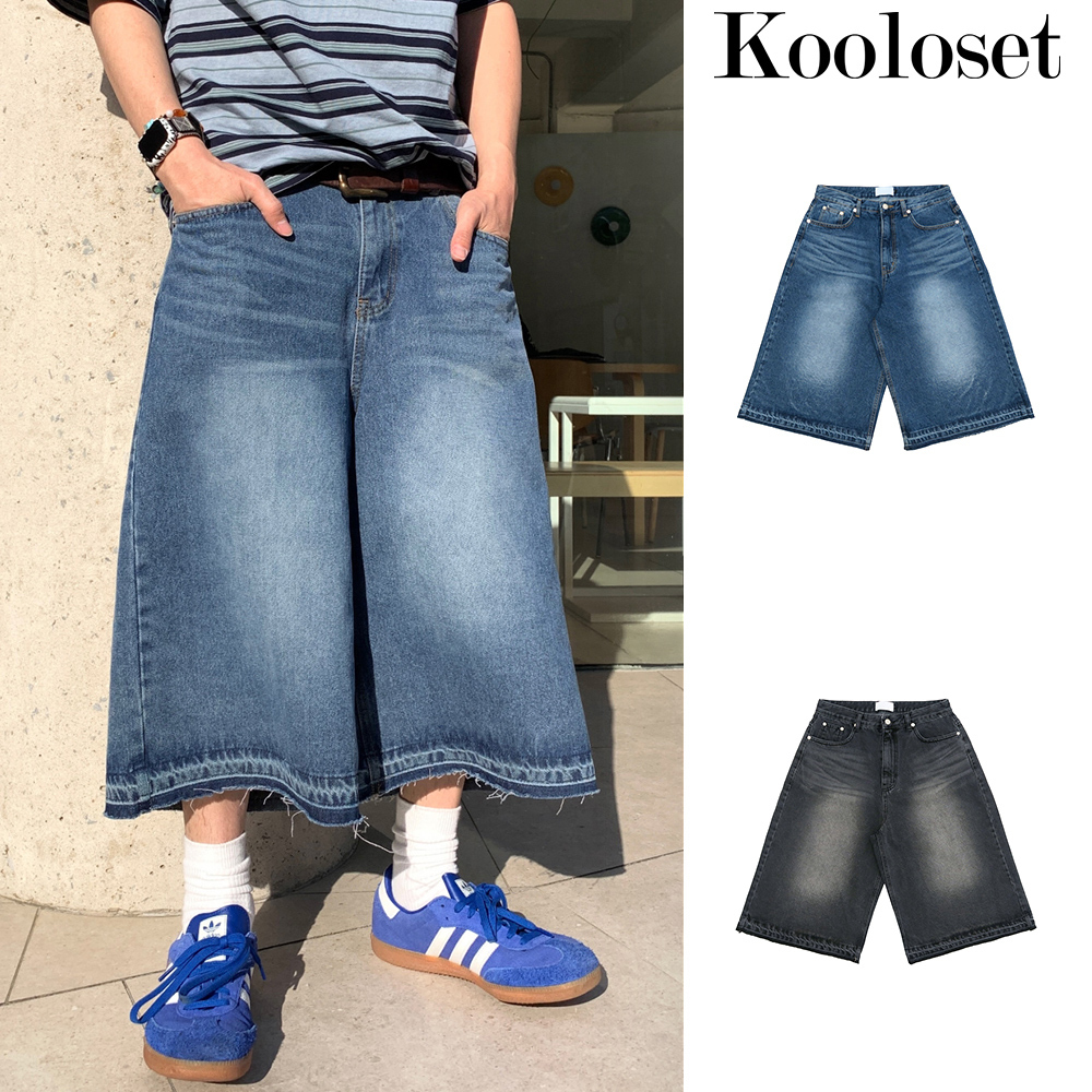 【KOOLOSET】[Plan] Cutting Brush Washing Bermuda Denim
