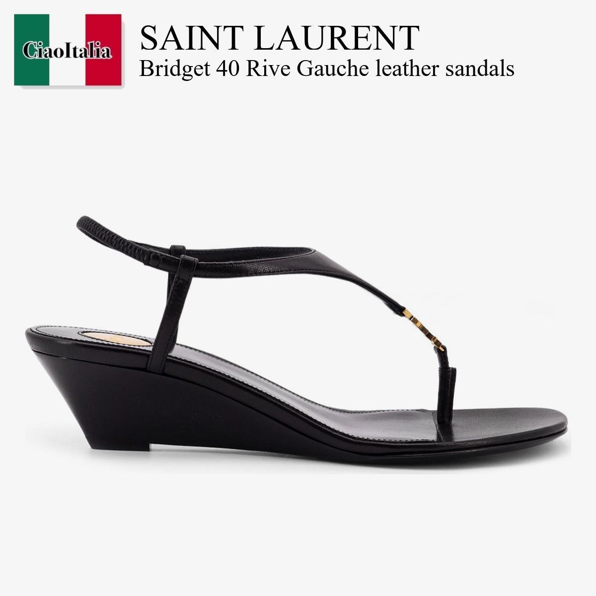 サンダル・ミュール Saint Laurent Bridget 40 Rive Gauche Leather Sandals
