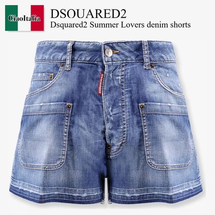 ショートパンツ Dsquared2 Dsquared2 Summer Lovers Denim Shorts Summer Lovers Medium Wash Stretch Denim Baggy Shorts