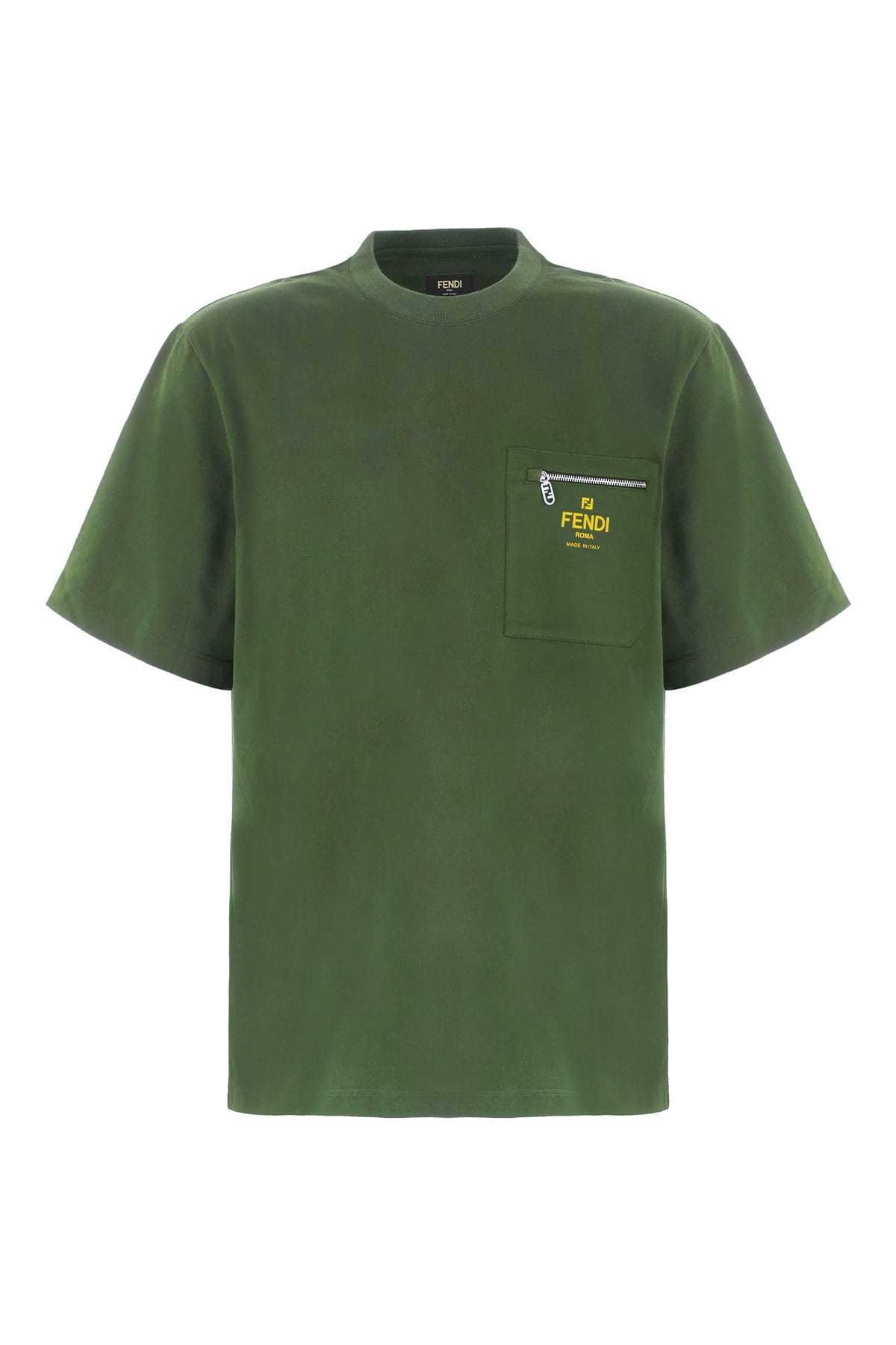 【送料&関税込】Fendi Olive Green Cotton T-shirt