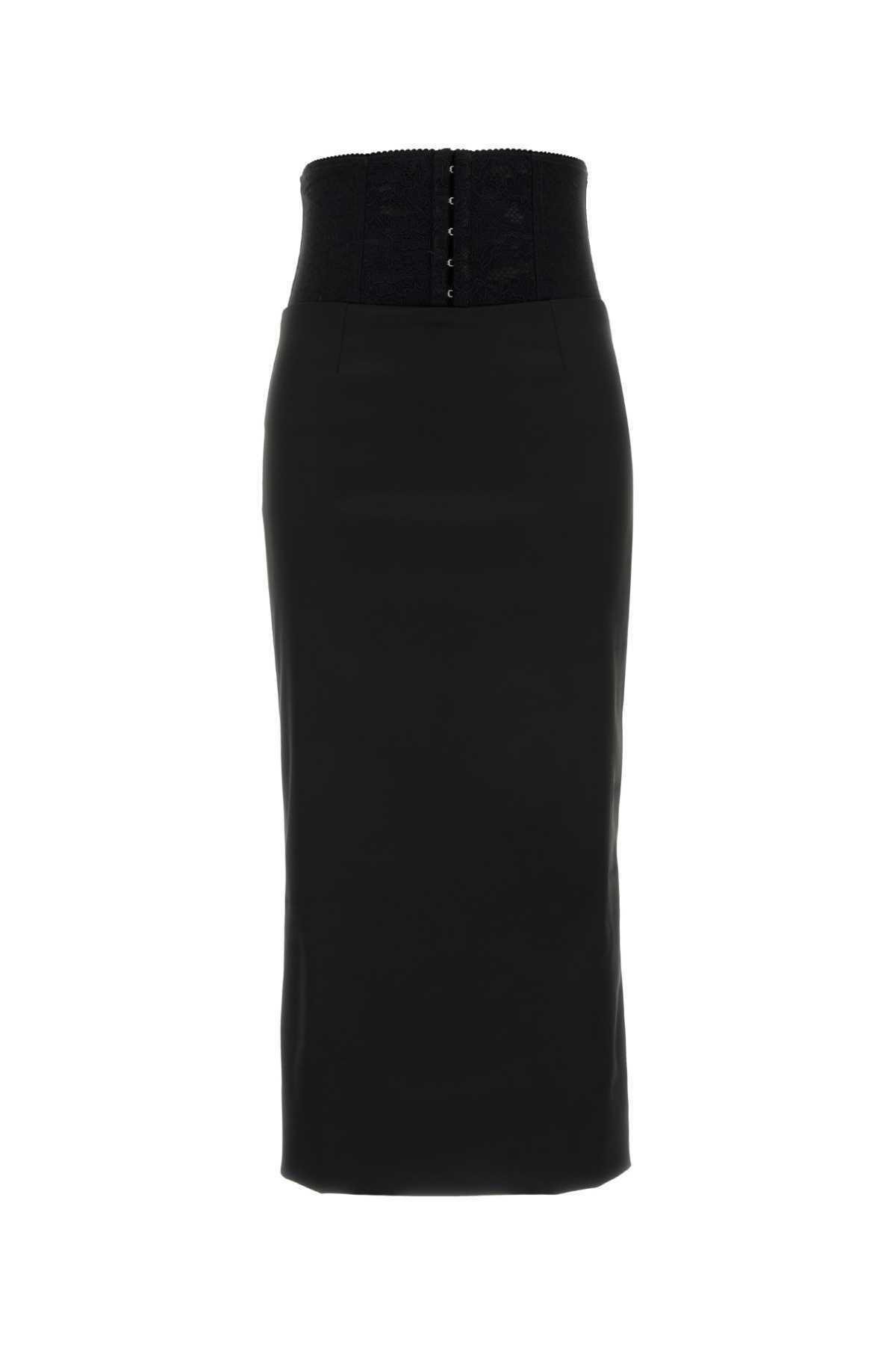 【送料&関税込】Dolce & Gabbana Black Satin Skirt