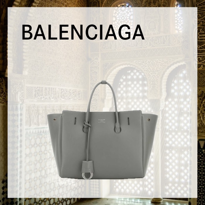 トートバッグ BALENCIAGA Grey Leather Small Carry All Hampton Shopping Bag