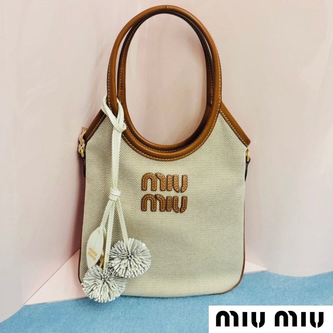 【miumiu】国内買付★ IVY キャンバスxレザー バッグ