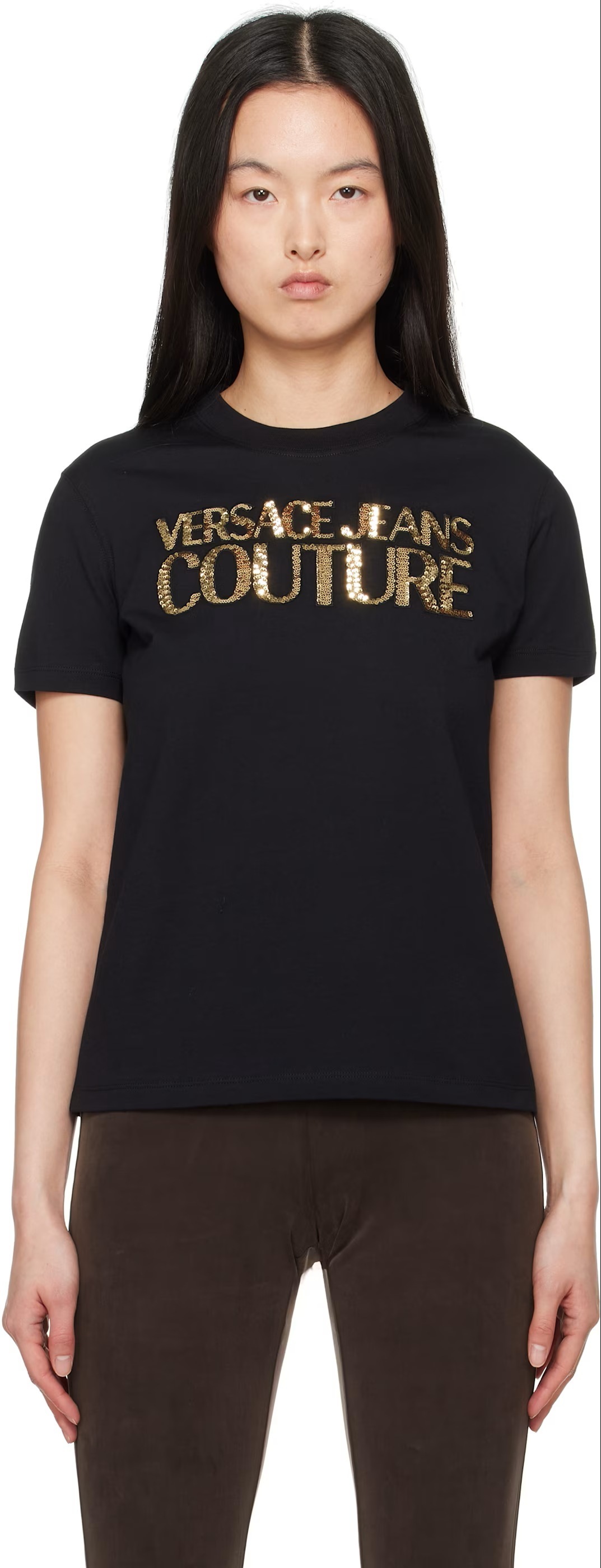 ★Versace Jeans★ ブラック Crystal Institutional Tシャツ