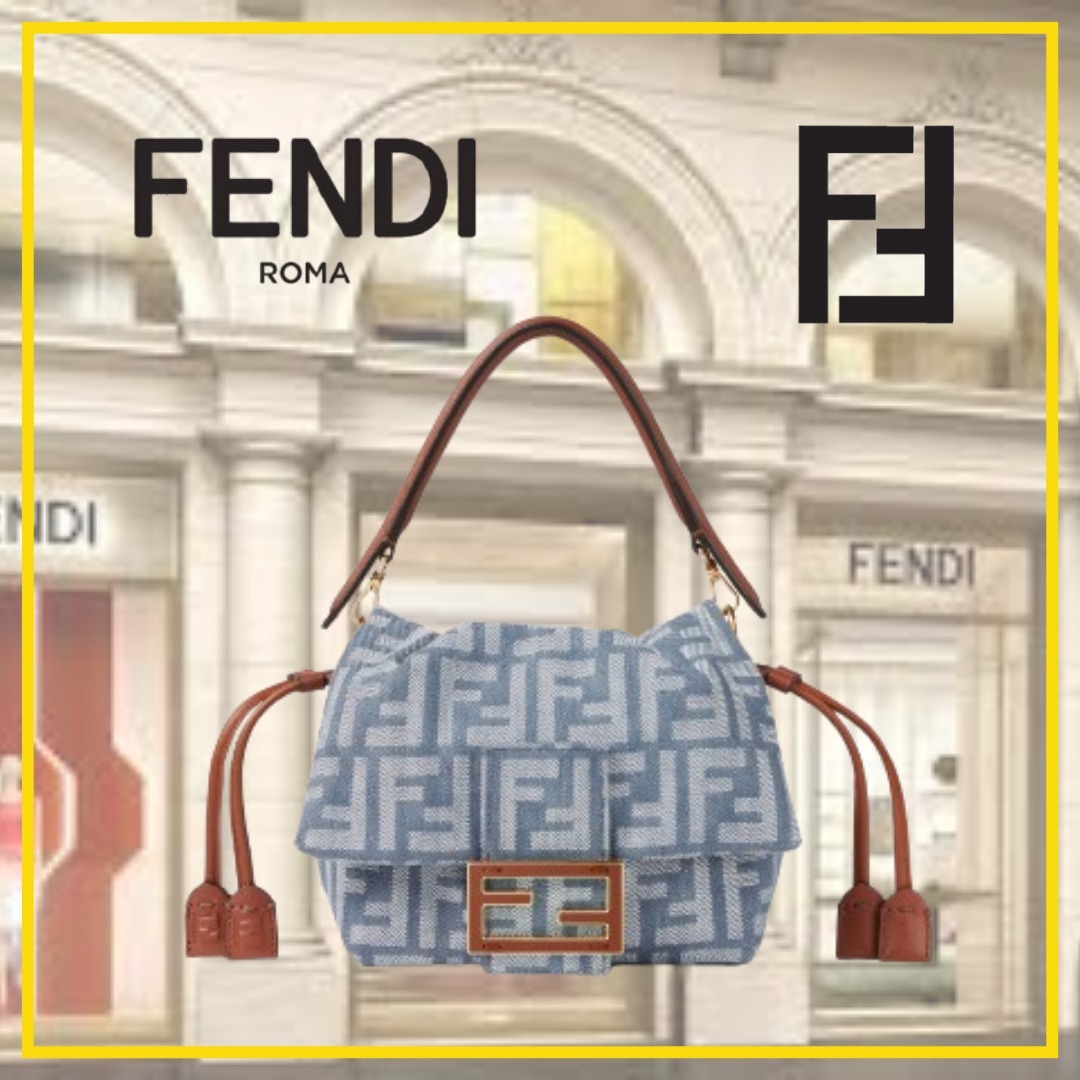 【FENDI】Mamma Baguette スモール ミニバッグ★ブルー デニム