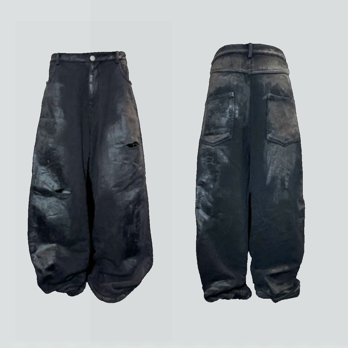 スウェットパンツ EMOstanceclub 6pocket wide baggy coated sweat pants 5FT1606