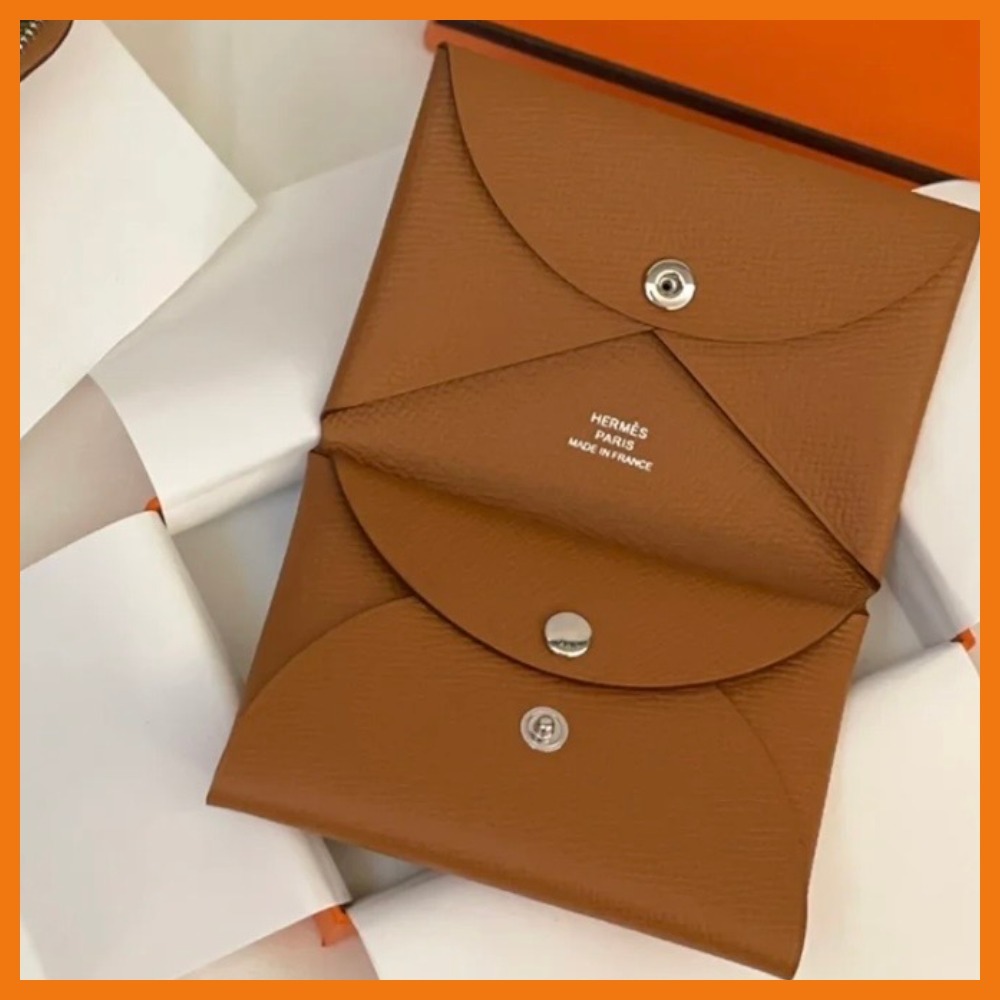 【関税なし】Hermes Calviカルヴィデュオカードホルダーゴールド