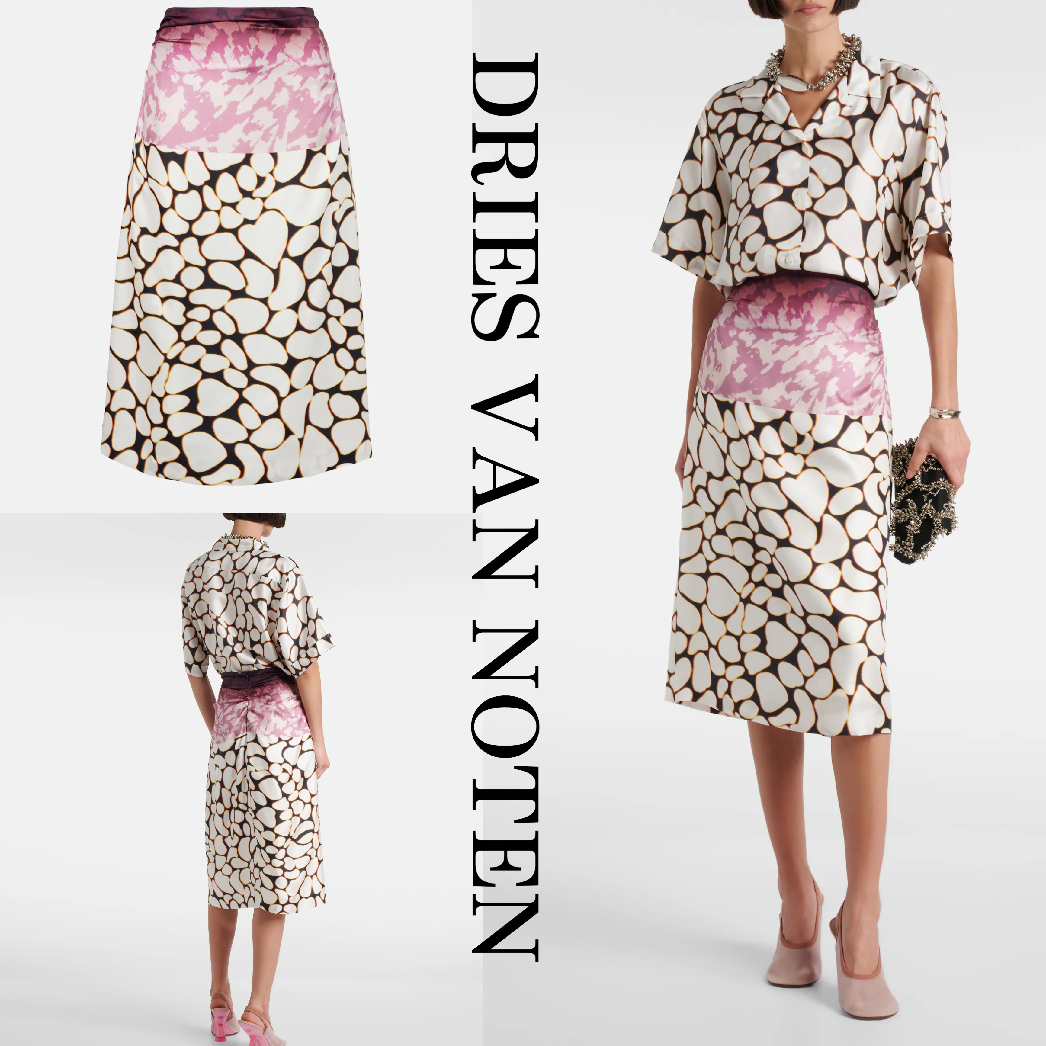 レディース*DRIES VAN NOTEN*プリントシルクミディスカート