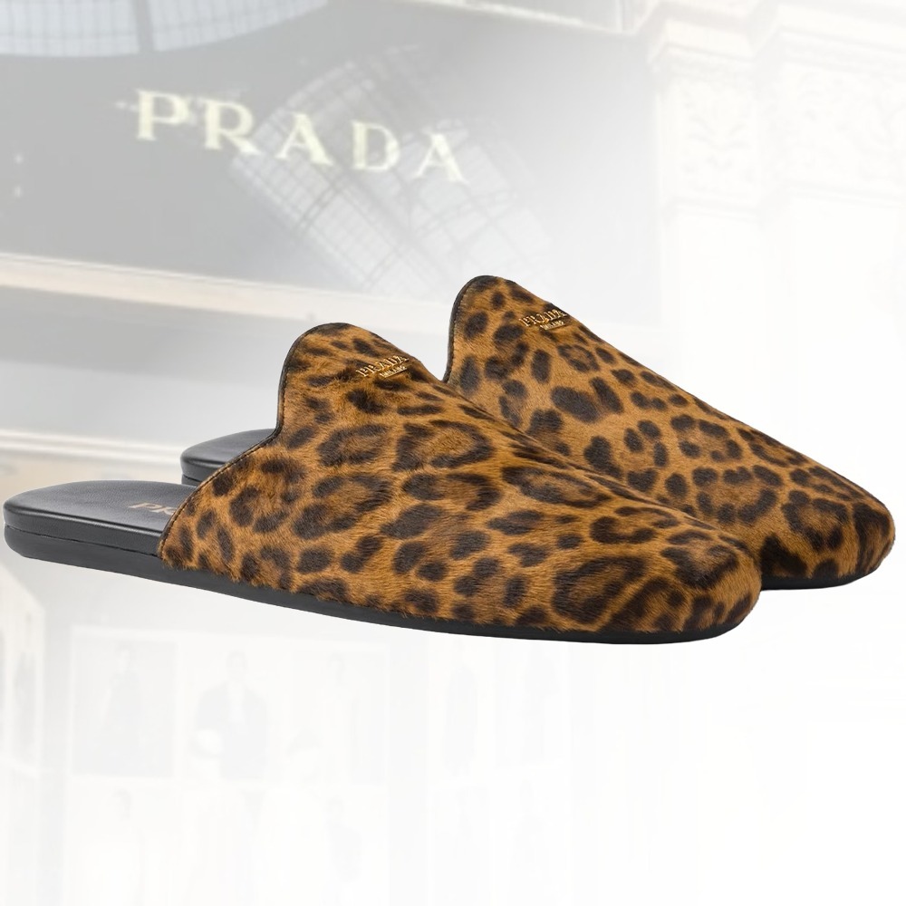 【映える一足】PRADA レオパードプリント レザーサボ ミエーレ