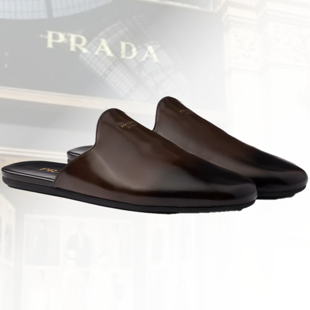 【軽やか快適に♪】PRADA ブラッシュドレザー サボ ブルチャート