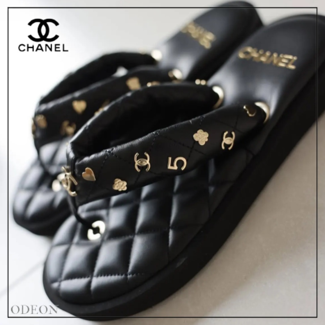 *希少価値大*【CHANEL】サンダル ラムスキン＆ゴールドロゴ