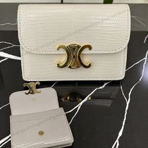 即納！CELINE トリオンフ フラップ付きカードホルダー/リザード