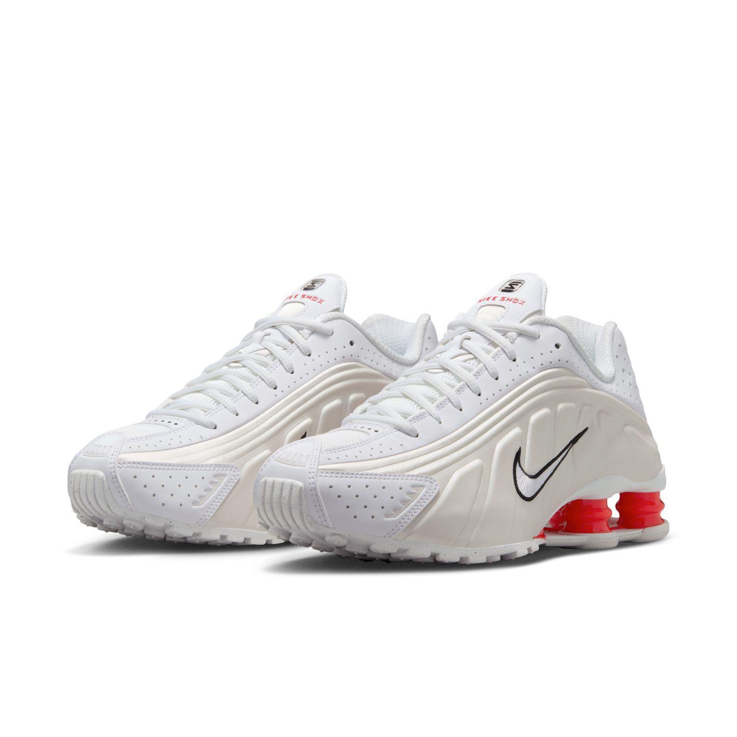 国内配送 NIKE W SHOX R4 WHITE/PHANTOM-PICANTE RED