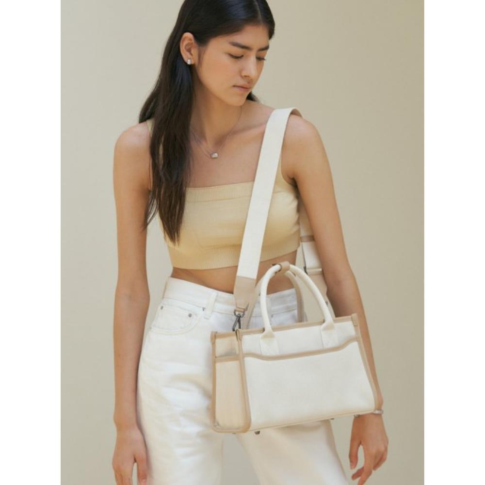 ★DE MERIEL★ Classic Canvas Bag WideIvoryBeige CANVASBAG
