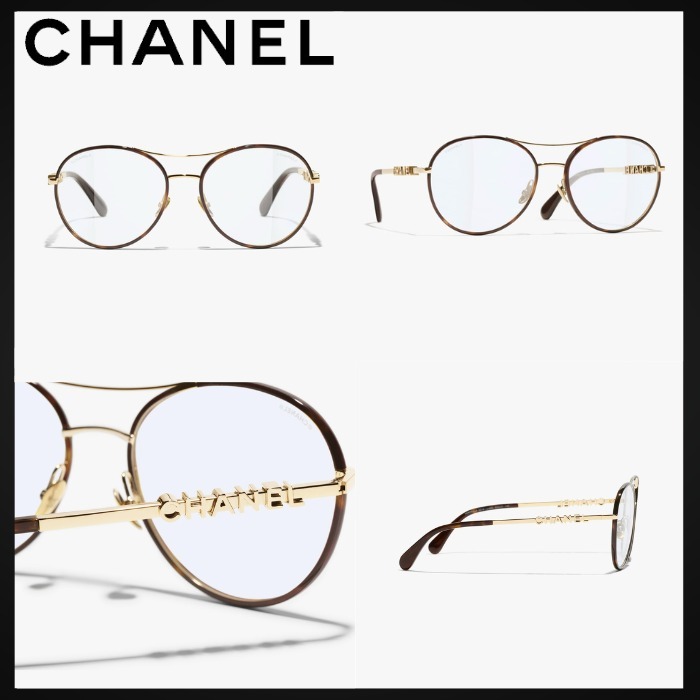 CHANEL パイロット シェイプ ブルーライトカット オプティカル