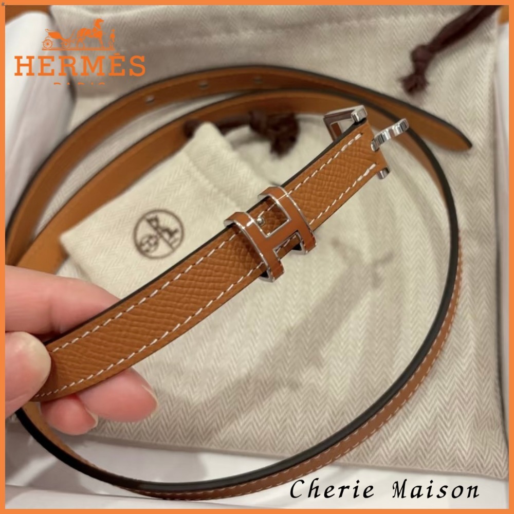 【上品さを演出】HERMES Pop H 15 ベルト 金具/シルバー