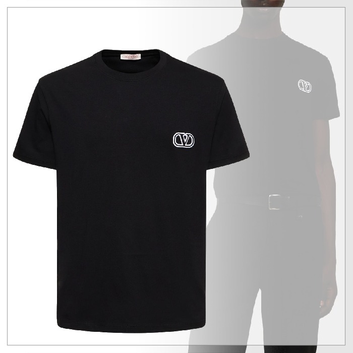関税負担なし◆VALENTINO◆ロゴ コットンTシャツ ブラック