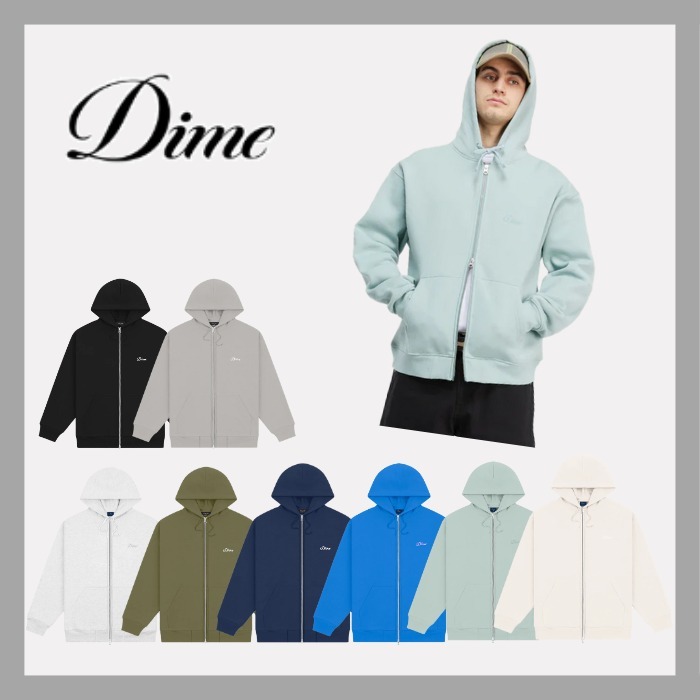 【送料無料】Dime 筆記体 スモールロゴ ジップパーカー 男女兼用