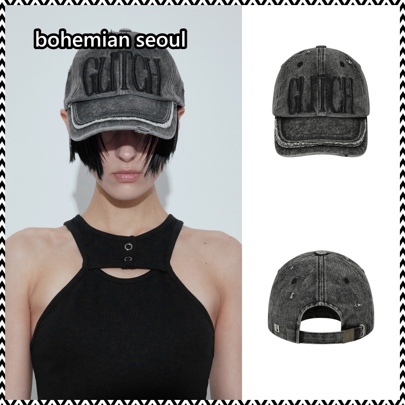 《bohemian seoul》 GLITCH WASHED DENIM BALL CAP