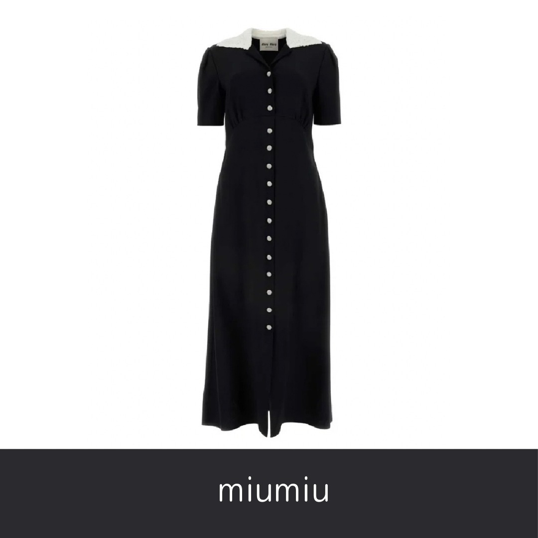 Miu Miu ミュウミュウ 装飾半袖フレアドレス