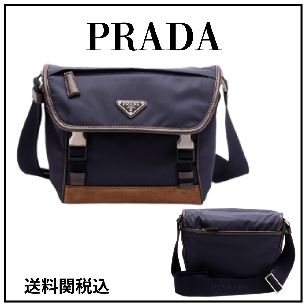 送関込【PRADA】スモール リナイロン x レザー ショルダーバッグ