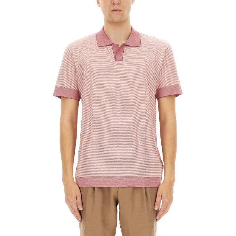 Tシャツ・カットソー Hugo Boss POLO SHIRT IN COTTON, LINEN AND SILK