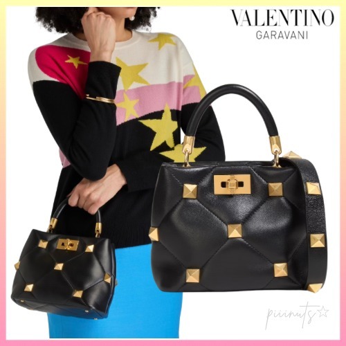 関送込【VALENTINO】Roman Stud レザー トートバッグ 2way