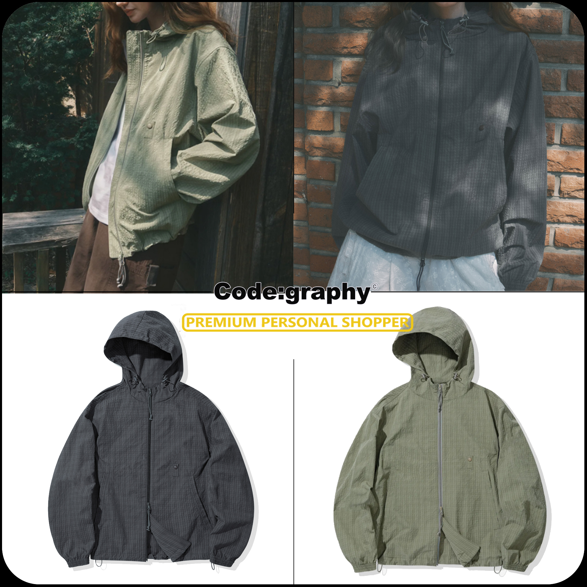 [CODEGRAPHY]25SS★韓国人気★Checked hooded jacket