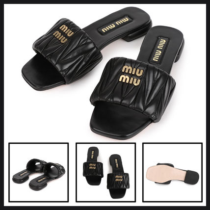 【完売必至】Miu Miu ロゴ入りキルティングレザーサンダル キルティング MiuMiu(ミュウミュウ) サンダル・ミュール