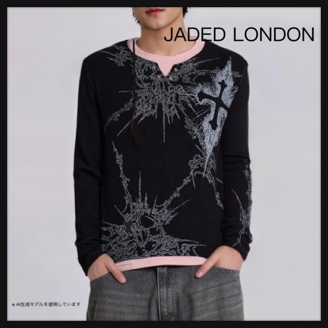【JADED LONDON】ドロップアウト ダブル レイヤートップ BLACK