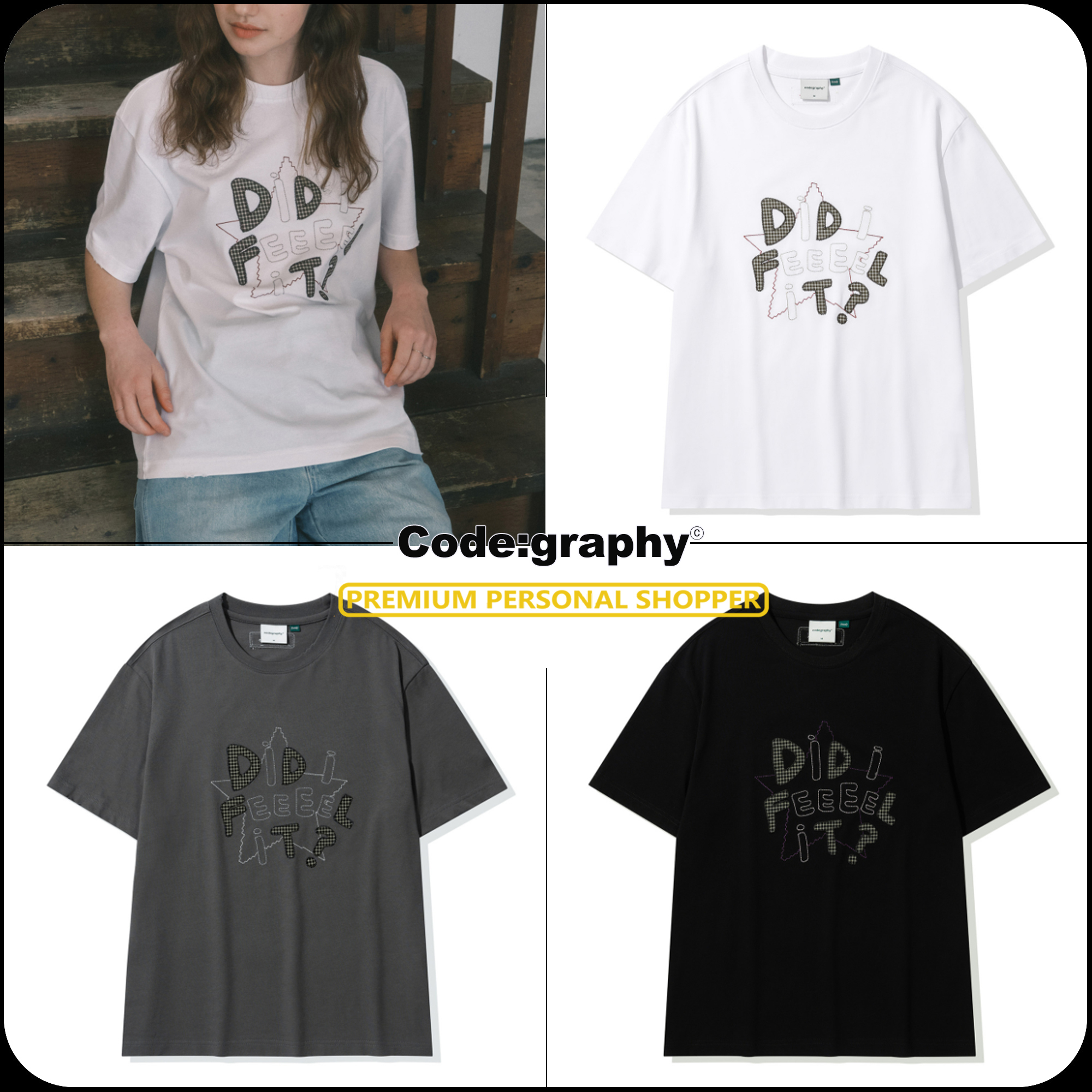 [CODEGRAPHY]★25SS★Check Patchwork DIDI FEEL IT S/S T-Shirt