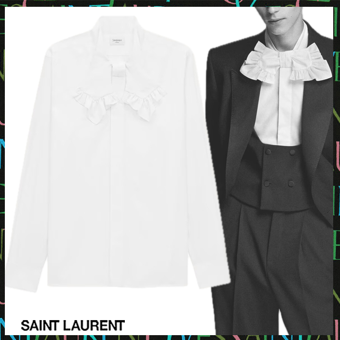 Saint Laurent《フリル付ラヴァリエールカラーシャツ》DHL 直営